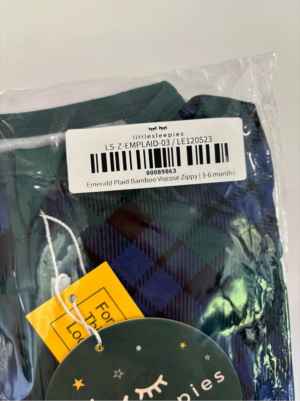 Little Sleepies Emerald Plaid Bamboo Zippy Pajama 3-6 months NWT
